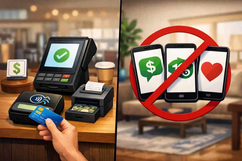 Choose the right payment setup (and avoid “prohibited” consumer apps)