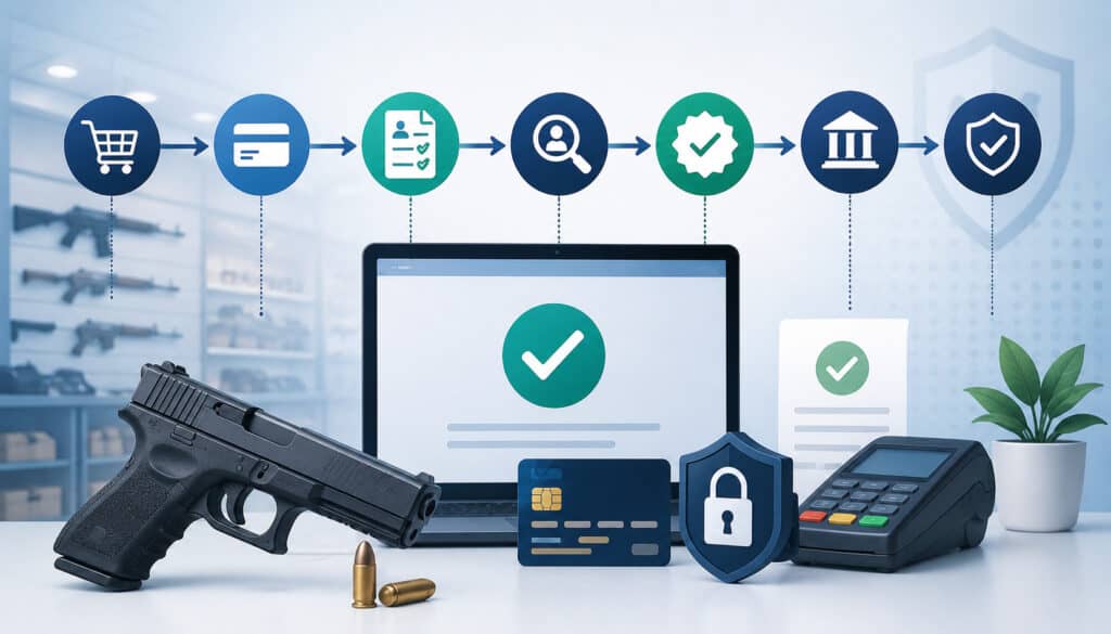 Firearm payment approval process illustration