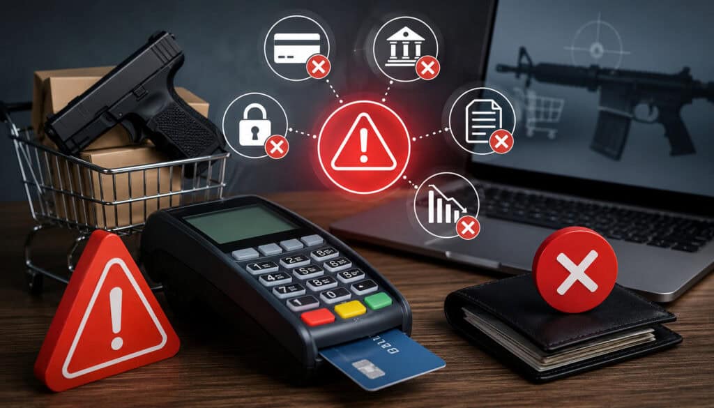 Firearm payment processing risk illustration