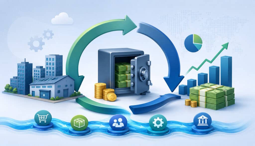Rolling reserves affecting business cash flow illustration