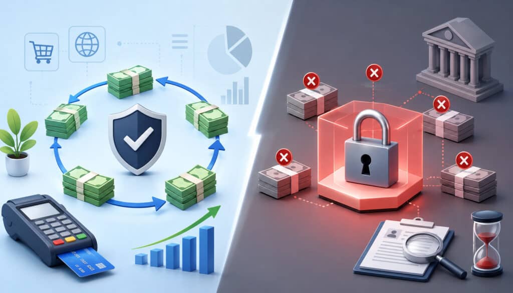 Rolling reserves vs merchant account holds illustration