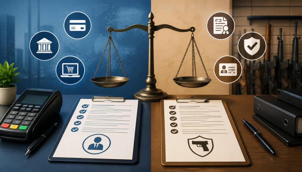 Firearm and standard merchant account underwriting comparison