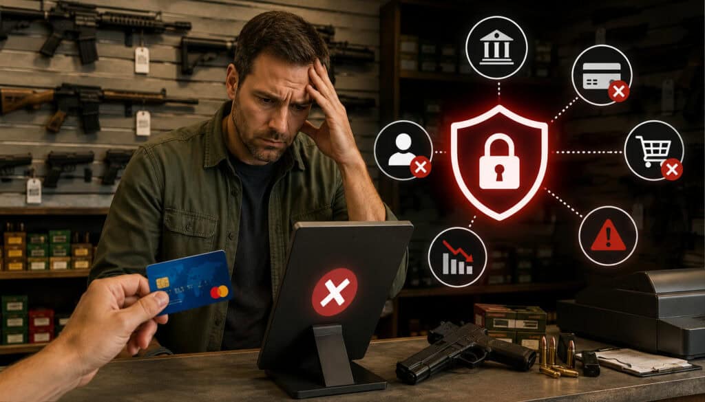 Firearm retailer facing payment disruption risk