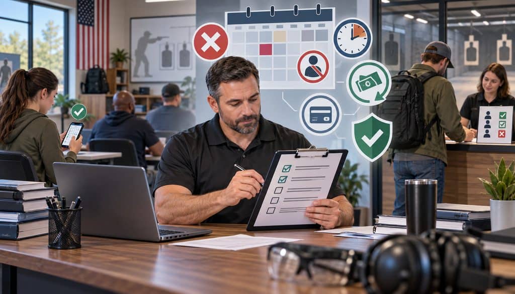 CCW instructor reviewing class cancellation and no-show policy