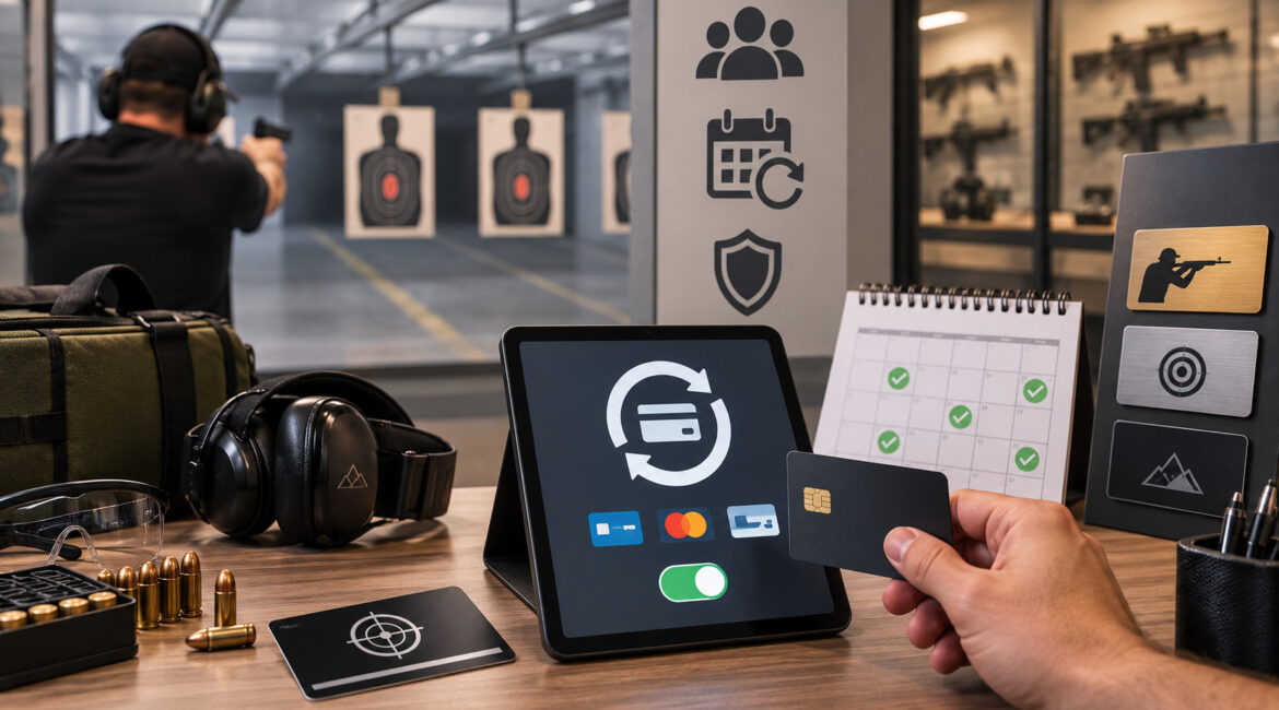 Shooting range recurring membership billing with card-on-file payment